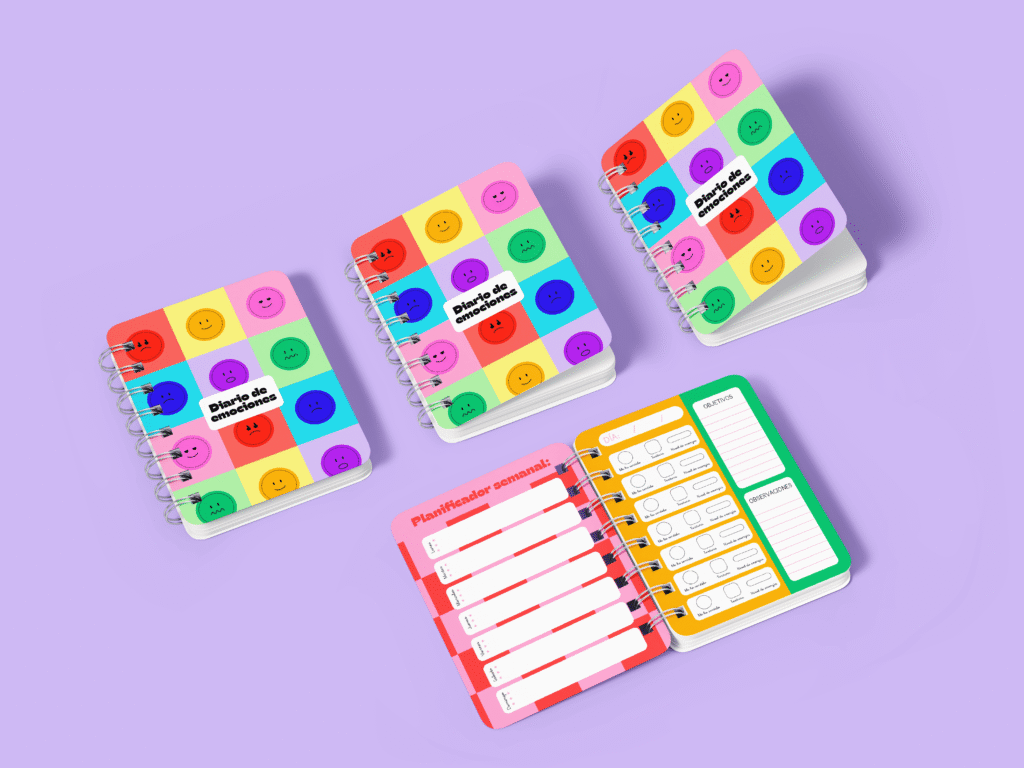 diseño editorial de diario de las emociones para niños autistas