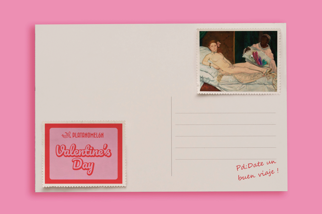 postal de san valentin para plátano melón